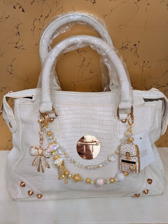 LeJocund Handbags - Structured White Satchel with Gold-Tone Accents - Women Bags